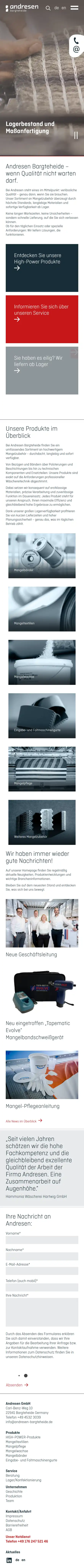 Screenshot der Desktopansicht der Wordpress Website von Andresen Gmbh