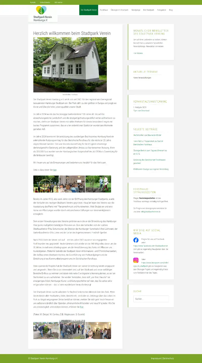 website stadtparkverein desktop